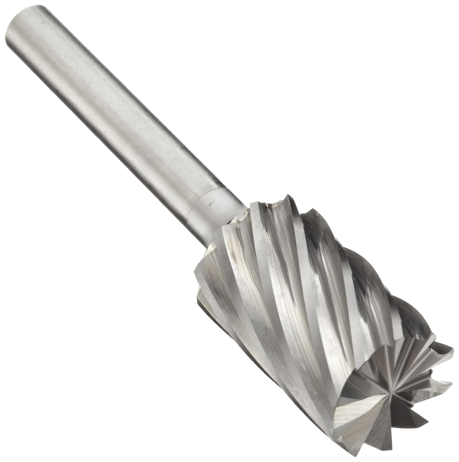 PFERD Cylindrical Carbide Bur, Clog-Resistant, Uncoated (Bright) Finish, Single Cut, End Cut End, 1/4 Shank, 1/2 Head Diameter, 1 Head Length (SB-5)