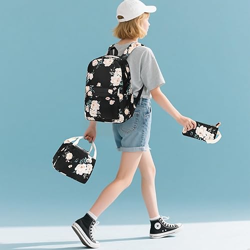 Vista 9 de Bluboon Juego de mochila para adolescentes, mochila escolar para niñas, lonchera y lápices, bolsas para estudiantes, 3 en 1 Gris-3