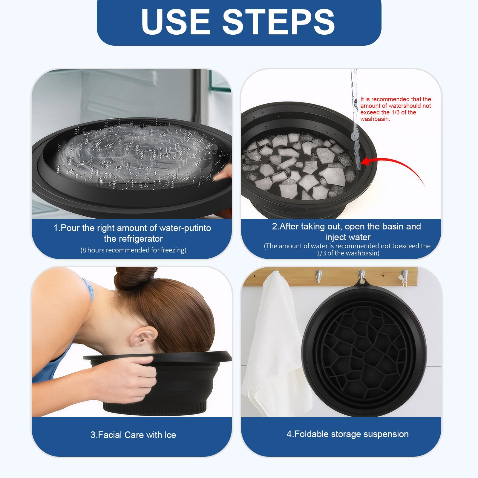 YQCXK Ice Bowl for Face Quick Cooling Foldable Wash Basin,Cosmetic Beauty Tool - Image 4