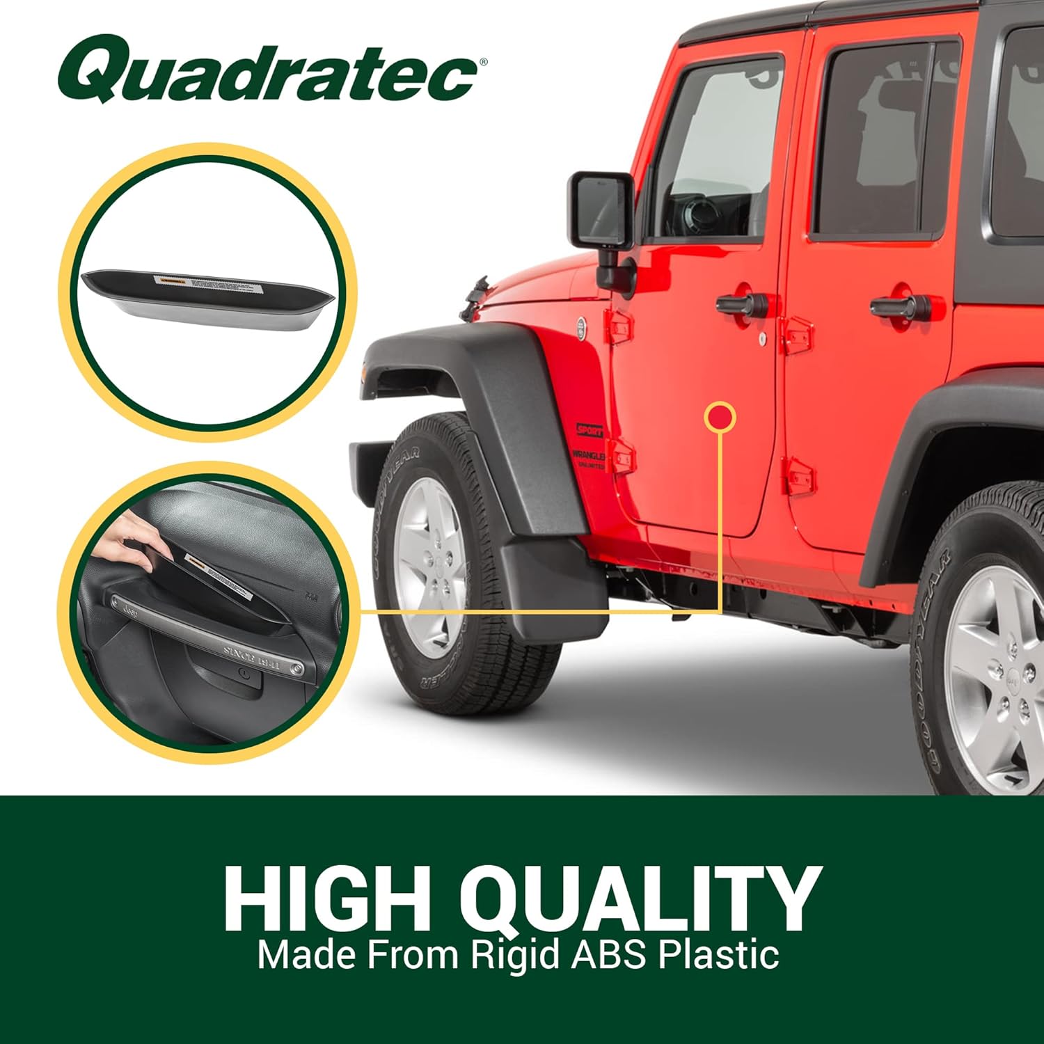 Quadratec Grab Bar Tray - Fits Jeep Wrangler JK JKU 2011-2018 - Dashboard Grab Handle Tray Storage - Slides in Grab Bar Above Glove Box - Jeep Wrangler Interior Accessories Organizer