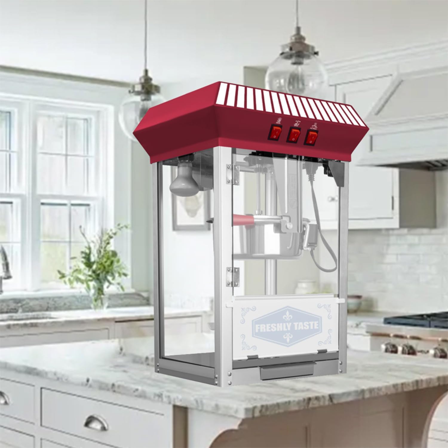 Commercial Popcorn Maker Machine Stainless Steel Red Easy-To-Use Ideal For Parties, Home Theaters, And Fundraisers Perfect For Gatherings