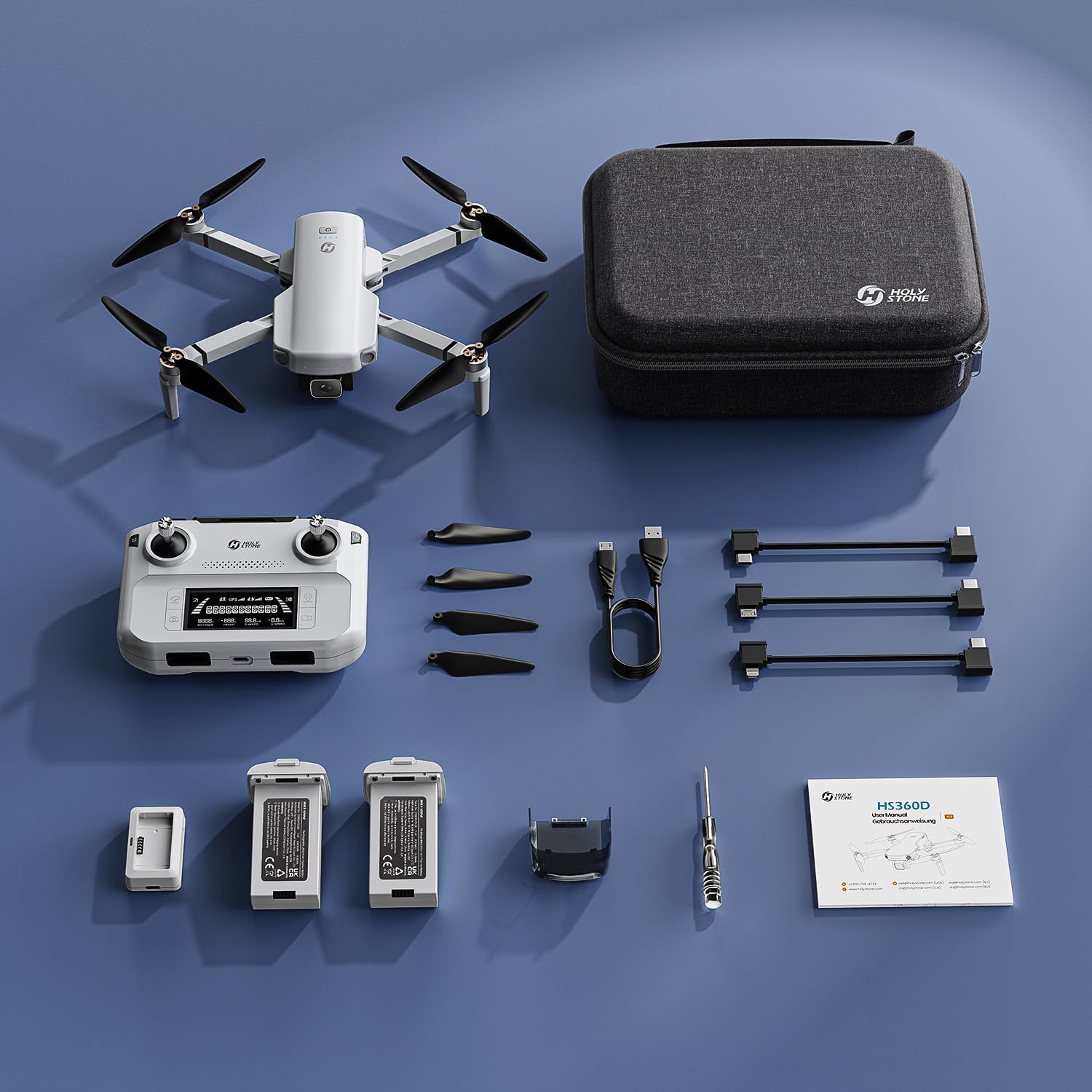 Holy Stone HS360D GPS Drohne mit 4K Kamera für Erwachsene, 5GHz FPV Übertragung bis 6KM, 80 Min. Flugzeit, Follow Me, Auto Rückkehr, RC faltbar Drohnen Profi Kameradrohne für Anfänger, unter 249g, C0