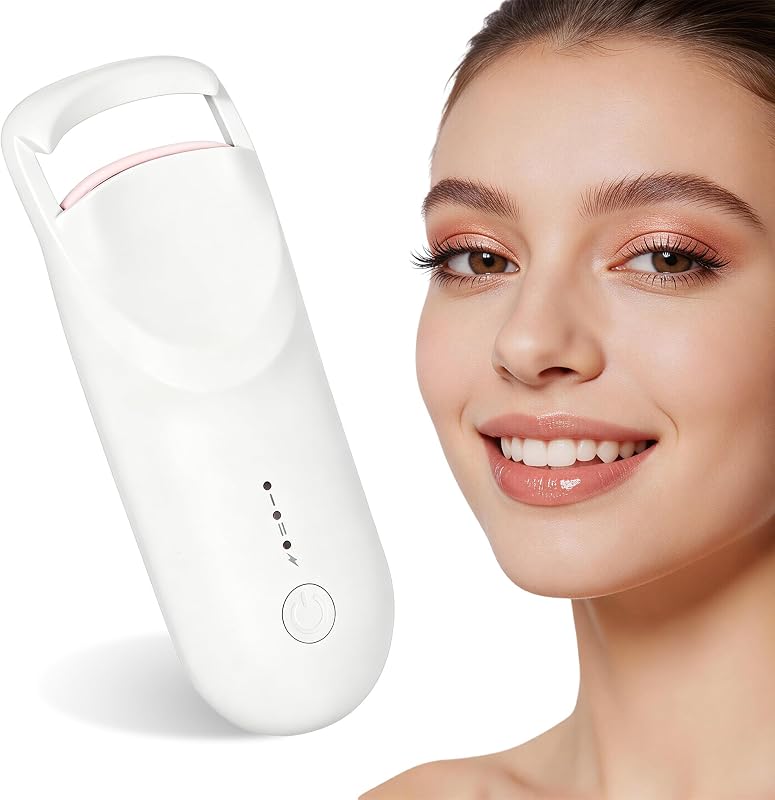 Curvador de cílios elétrico aquecido AdamPark com recarga Type-C, 2 modos de temperatura e almofada de silicone, branco