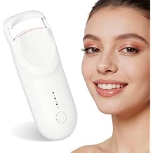 Heated Eyelash Curler, 10s Fast Heating Portable Electric Lash Curler, Type-C Rechargeable Travel Eye Lash Curlers with Anti-Scalding Silicone Pad, 2 Temp Modes & 24H Long Lasting Curves White