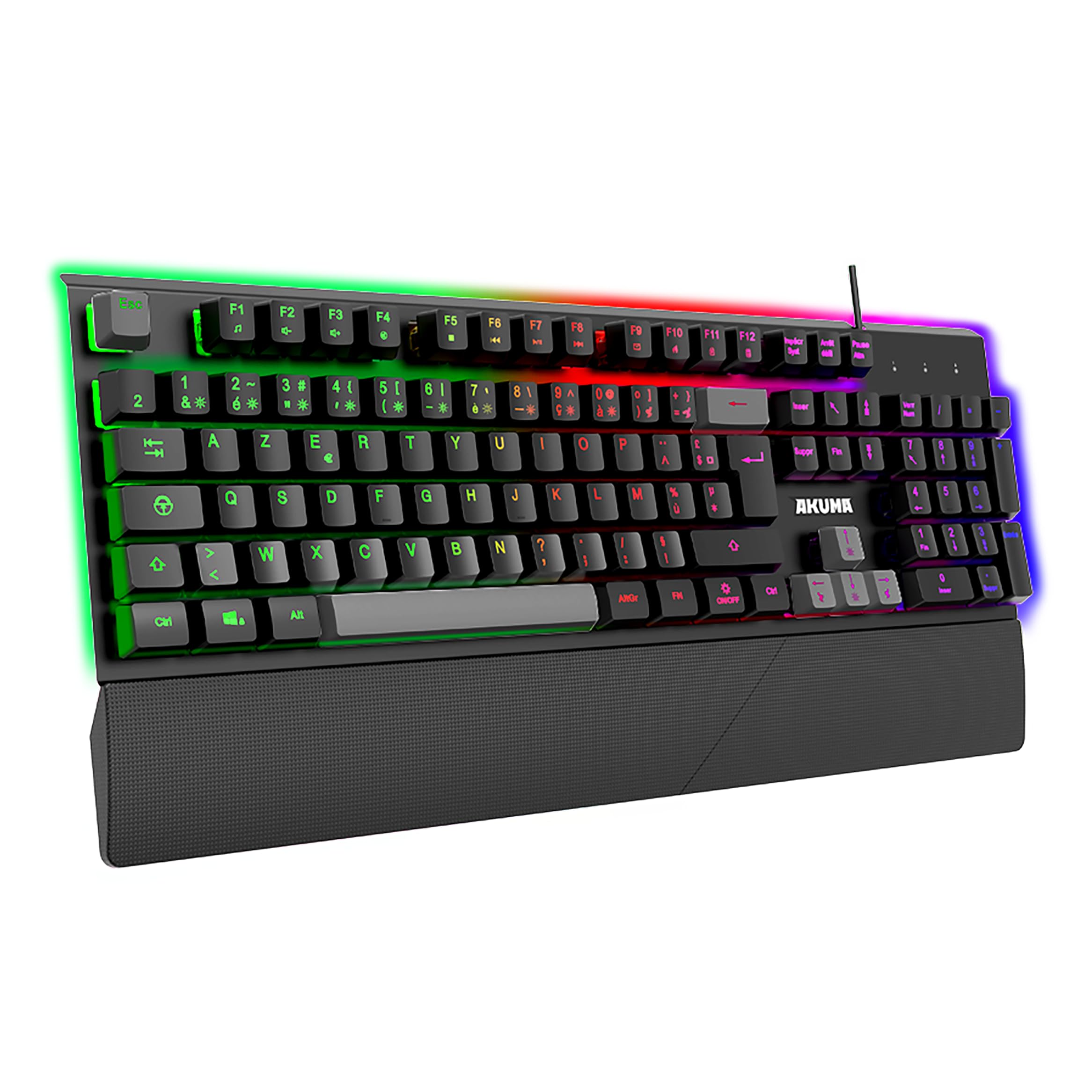 AKUMA Shônen K02 Membrane Backspace Gaming Keyboard with Wrist Rest Programmable RGB