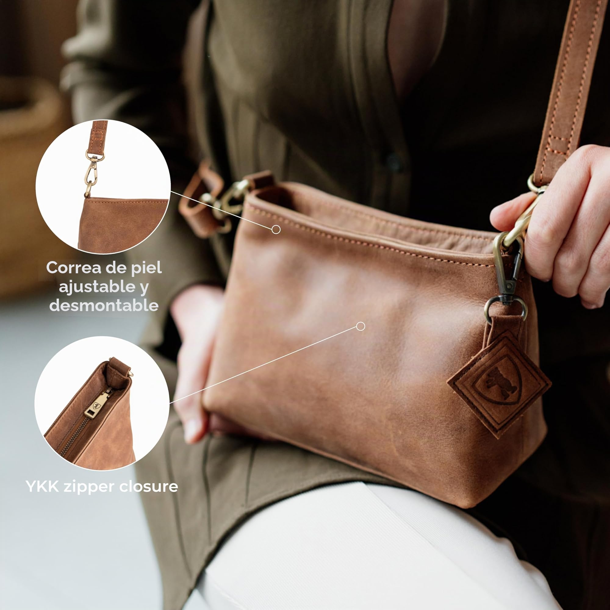 Berliner Bags Bolso bandolera vintage Marbella XS, pequeño bolso bandolera de piel, bolso de mano para mujer