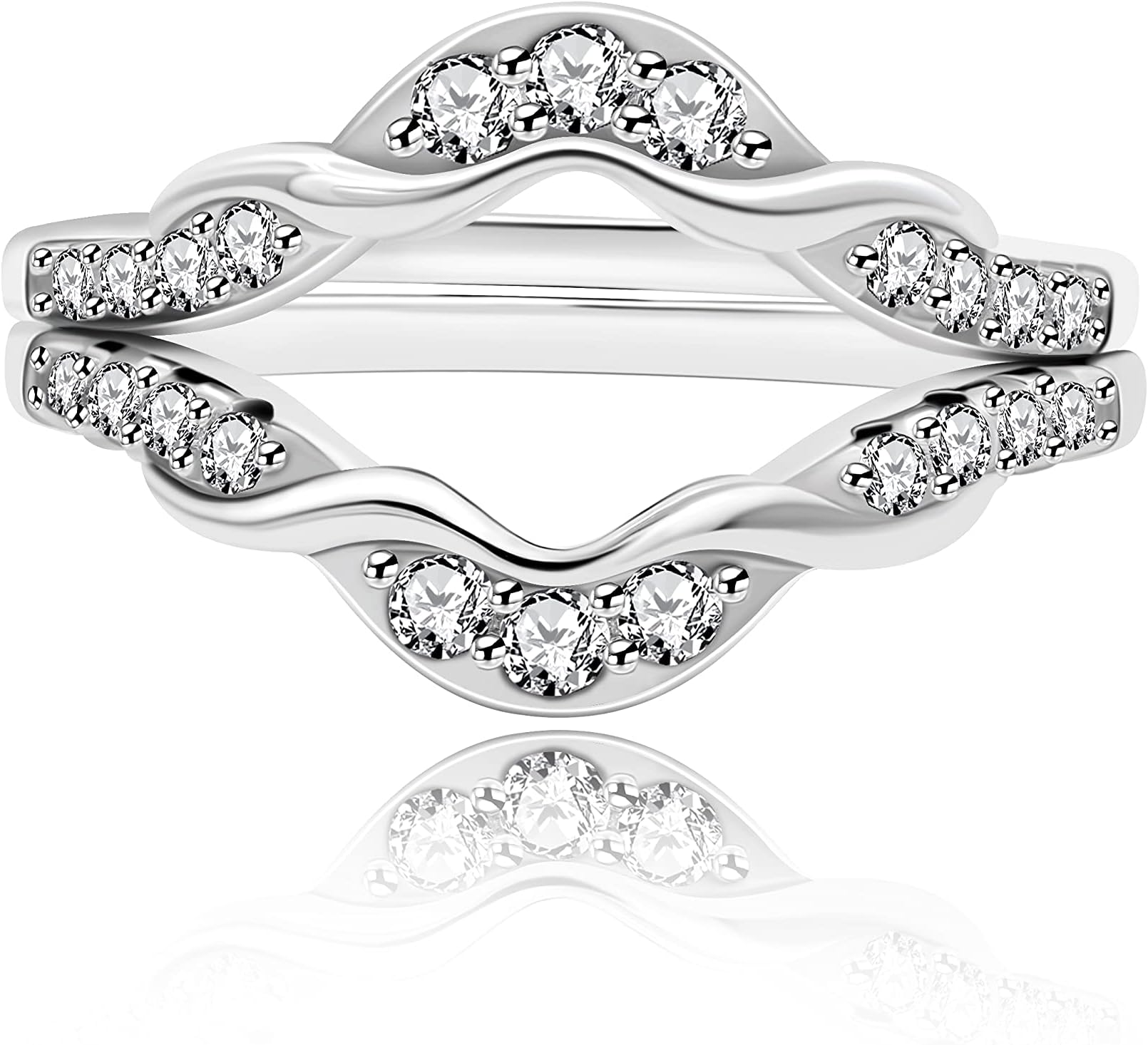 Uloveido Double Infinity Twisted Wedding Ring Guard Enhancer in Sterling Silver for Women with Cubic Zirconia Size 6-9 Y1523
