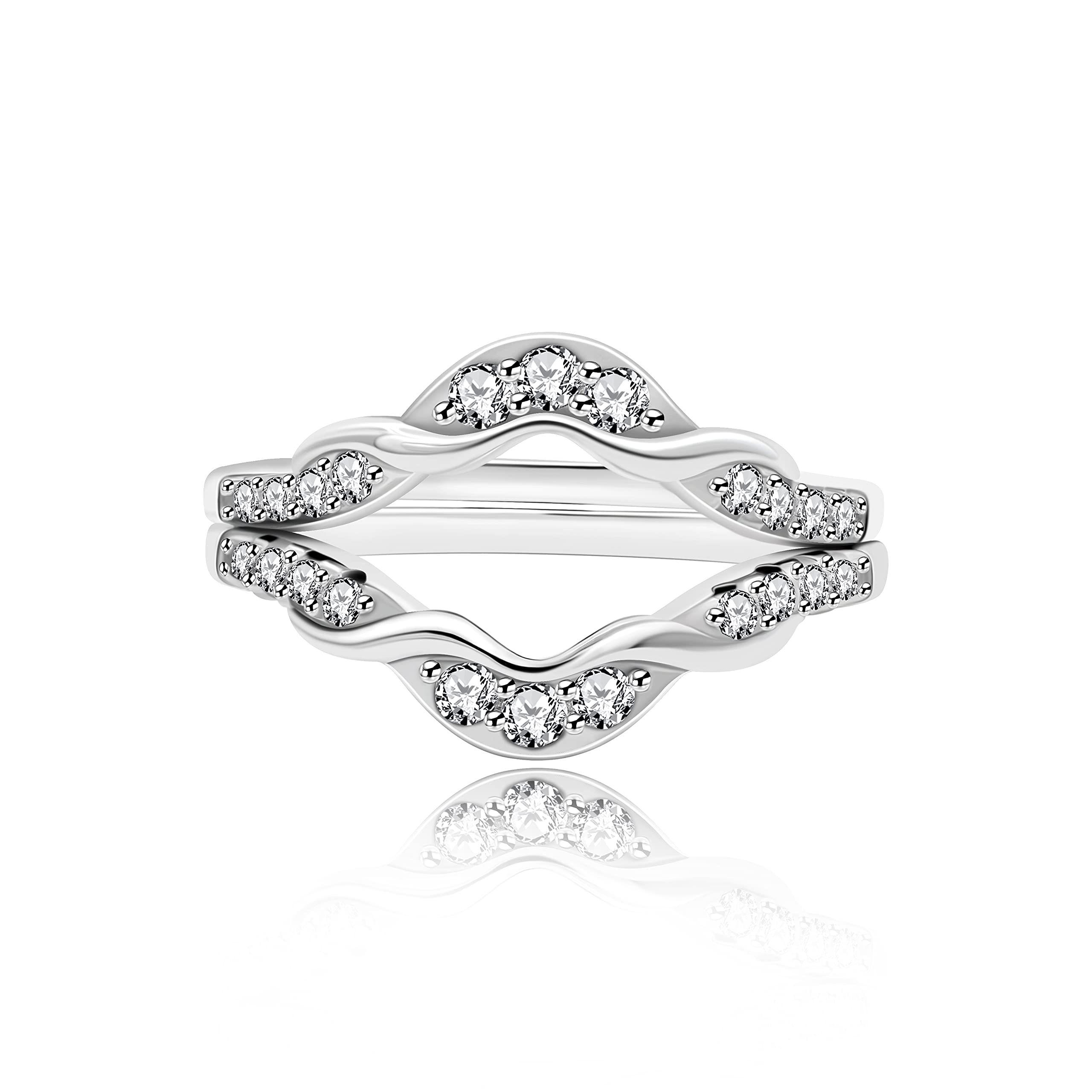 Uloveido Double Infinity Twisted Wedding Ring Guard Enhancer in Sterling Silver for Women with Cubic Zirconia Size 6-9 Y1523