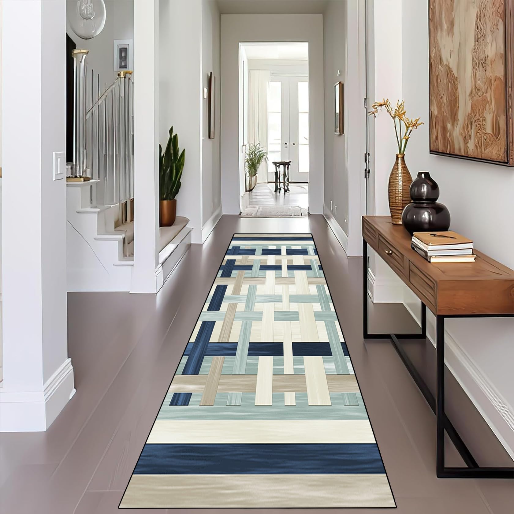 Tapis salle de bain long 100x410 antidérapant contre les sols glissants