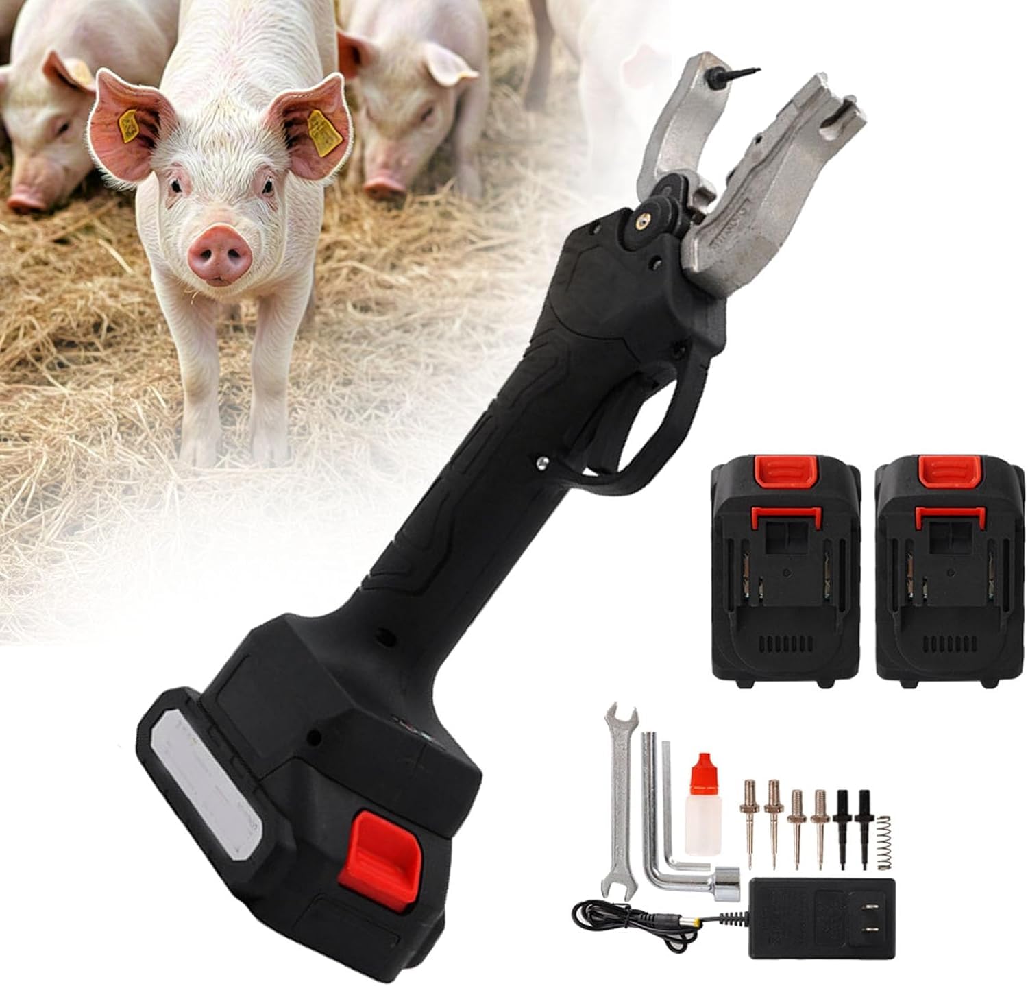 Identificador Eléctrico Inalámbrico para Animales, Alicates Aplicadores Universales De Etiquetas Auriculares para Ganado Vacuno, Porcino, Ovino, Caprino Y Bovino - Herramienta De Etiquetado De