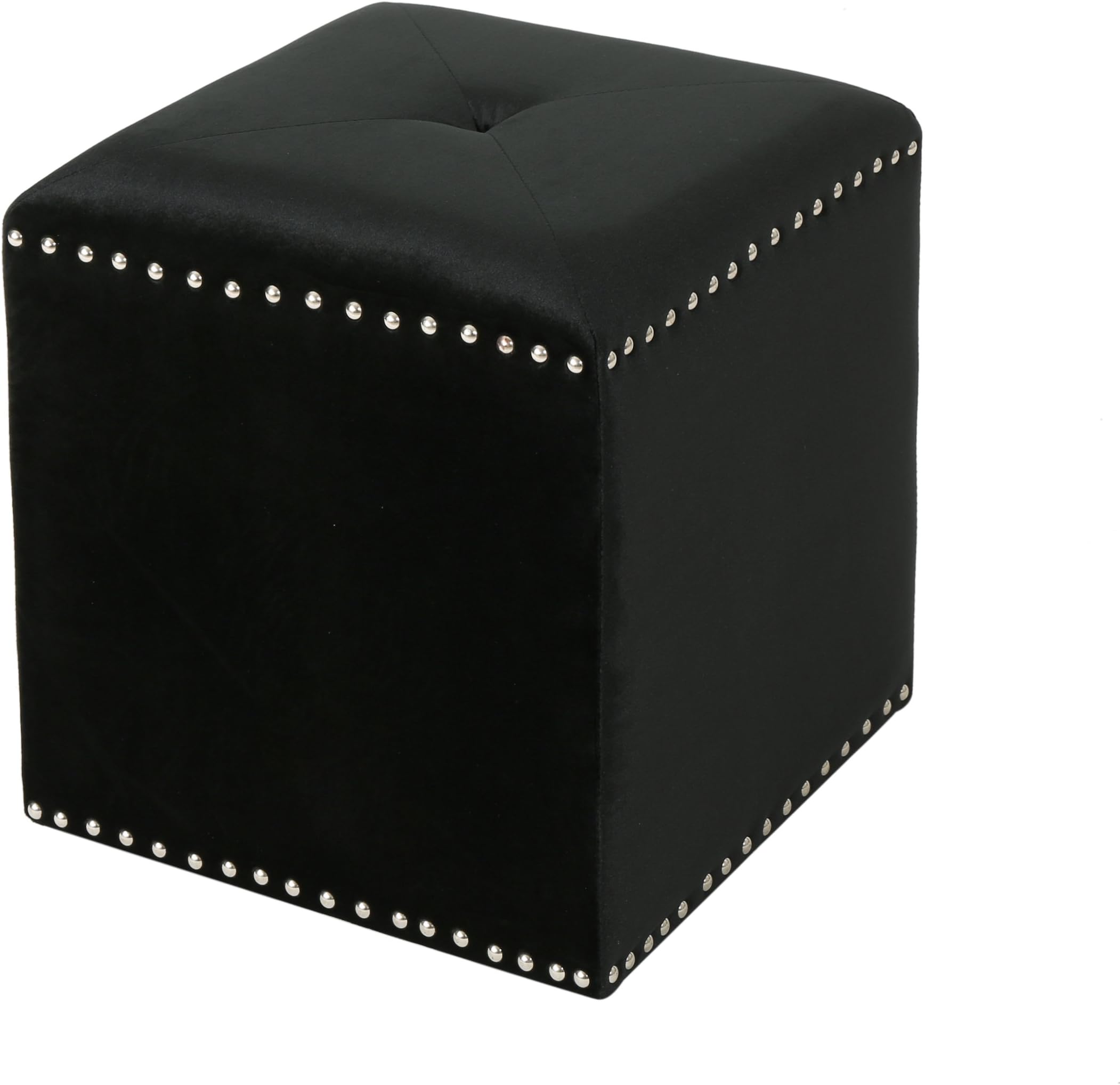 Christopher Knight Home Allen Glam Velvet Ottoman, Black