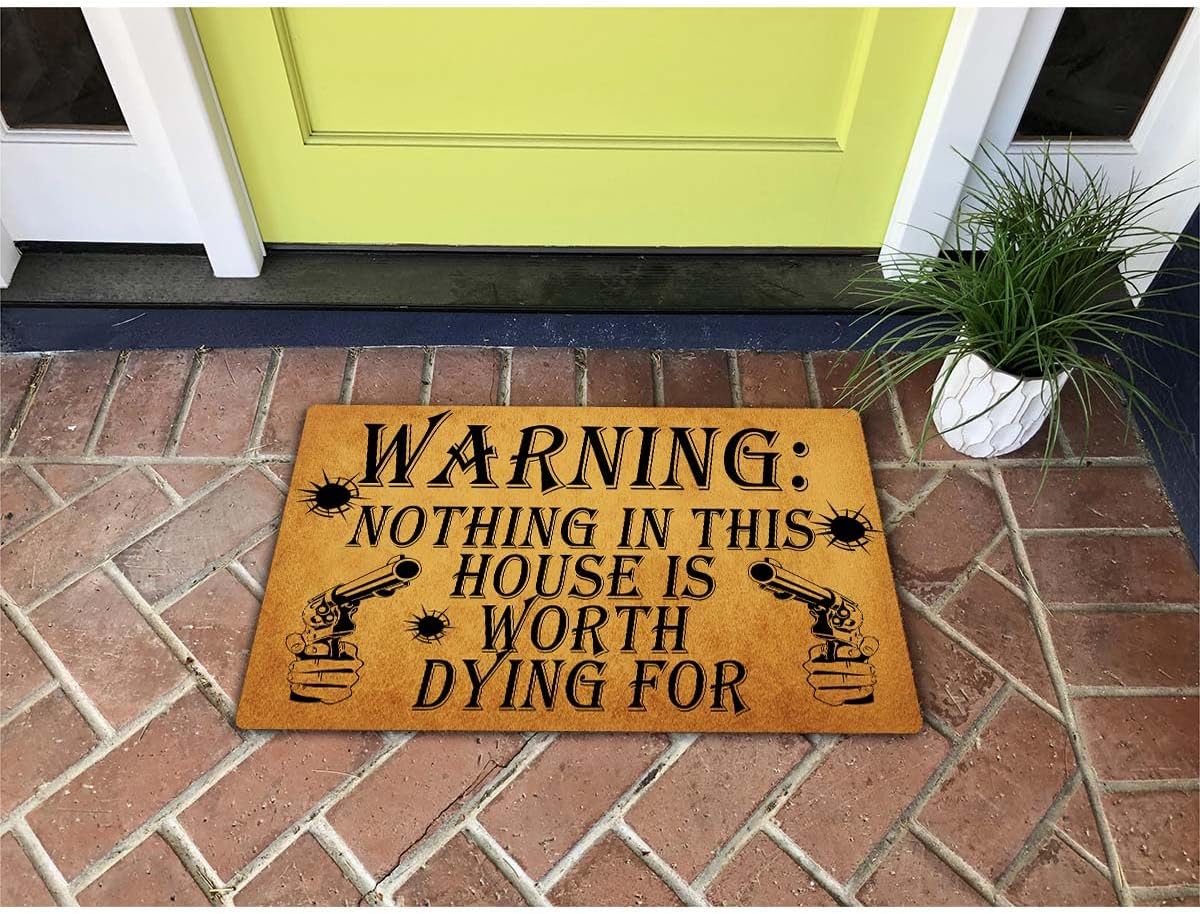 Funny Welcome Monogram Kitchen Rug And Mat Nothing In This House Is Worth Dying For Break Into My House15.9"(W) X 23.7"(L)Garage Warming Sign Not Welcome Anti-Slip Doormat For The Entrance Way Indoor