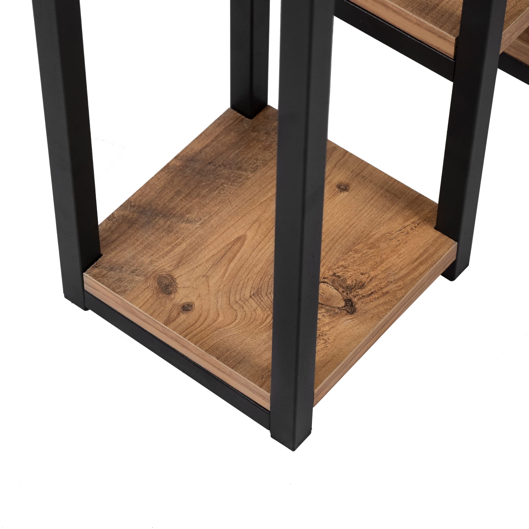 [en.casa] Étagère à Plantes à 6 Niveaux Support Cache-Pots Fleurs Herbes Surface de Stockage Meuble de Rangement Métal Panneau de Particules 79 x 56 x 20 cm Noir Effet Bois