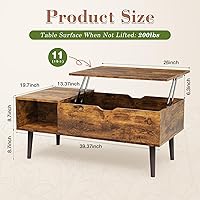 Vista 9 de OLIXIS Mesa auxiliar de madera con compartimento oculto y estante de almacenamiento grande, mesa central de comedor para el hogar, sala de estar