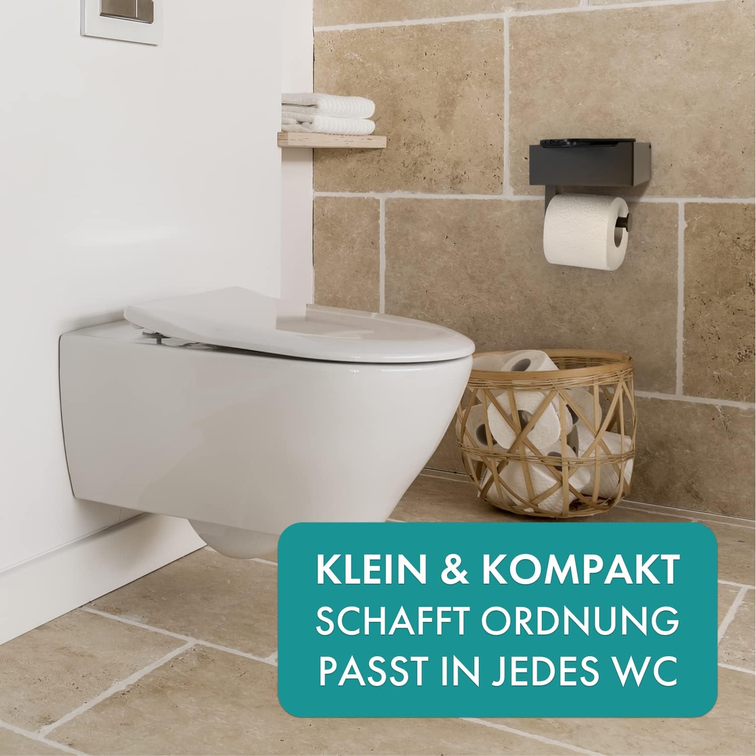 Simple@Home® Premium Toilettenpapierhalter mit Feuchttücherbox selbstklebend mit 3M Klebestreifen I Toilettenpapierhalter ohne Bohren I Klopapierhalter ohne Bohren
