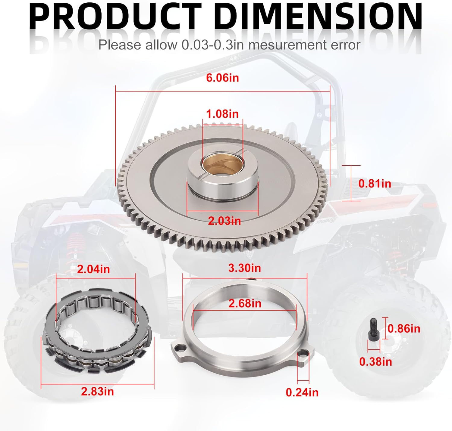 Starter Clutch One Way Bearing Idler Gear kit w/Gasket for Polaris RZR 900 1000 Ranger 1000 General 1000 PRO XD
