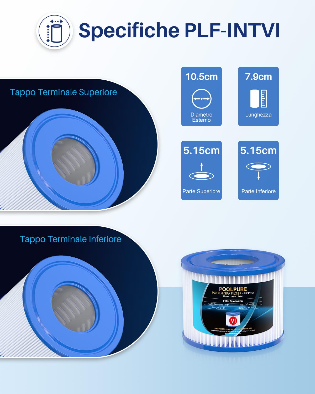 POOLPURE Filtro VI per piscina, cartucce filtro VI per Lay-Z-Spa Miami, Monaco, Vegas, filtro piscina sostituisce la cartuccia originale BW58323, filtro piscina VI Patrone (16 pezzi)