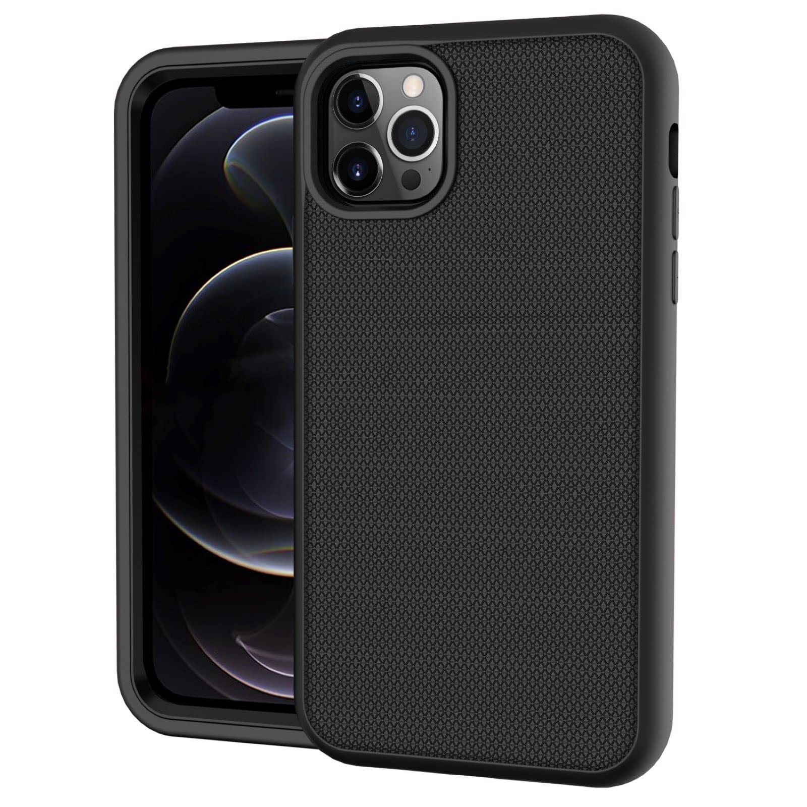 Heat86 Defender Cases Compatible for iPhone 12 Pro Max - Great 3-Layer Defense with Shockproof - Black