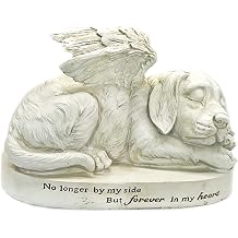 Bellaa 29691 Memorial Dog Statue with Angel Wings - 10 Golden Retriever Garden Grave Marker - Pet Memorial Stone Tribute Sculpture