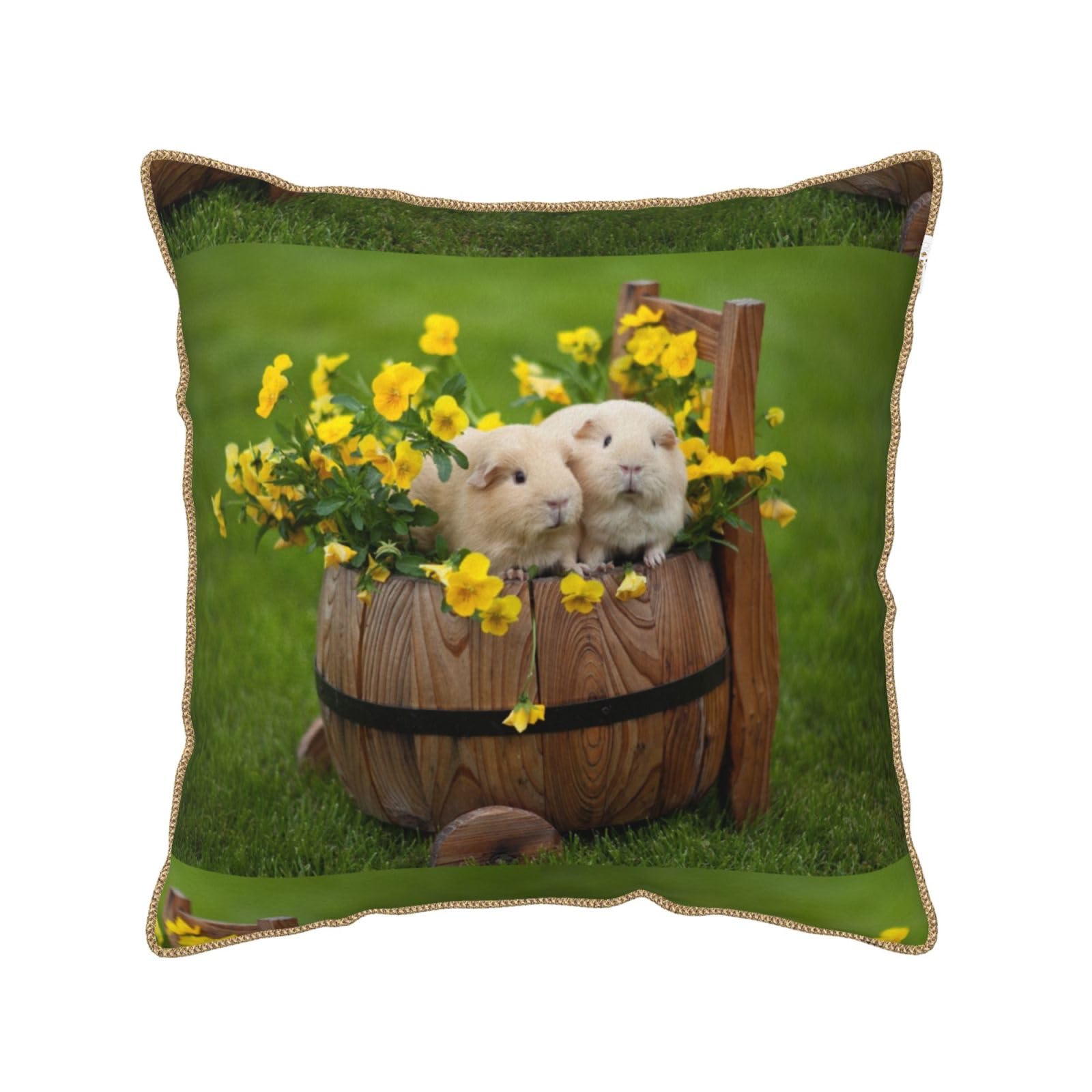 Coussin en velours de qualité durable motif cochon d'Inde, textile haut de gamme pour lit