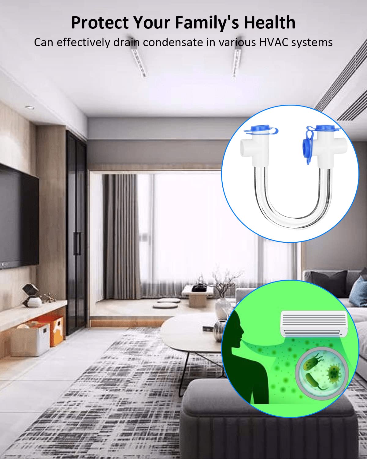 GAGALOR Condensate U Trap PVC Standard 3/4 Inch Connector Pipe Fitting With Cleaning Brush For HVAC Drain System - View #3