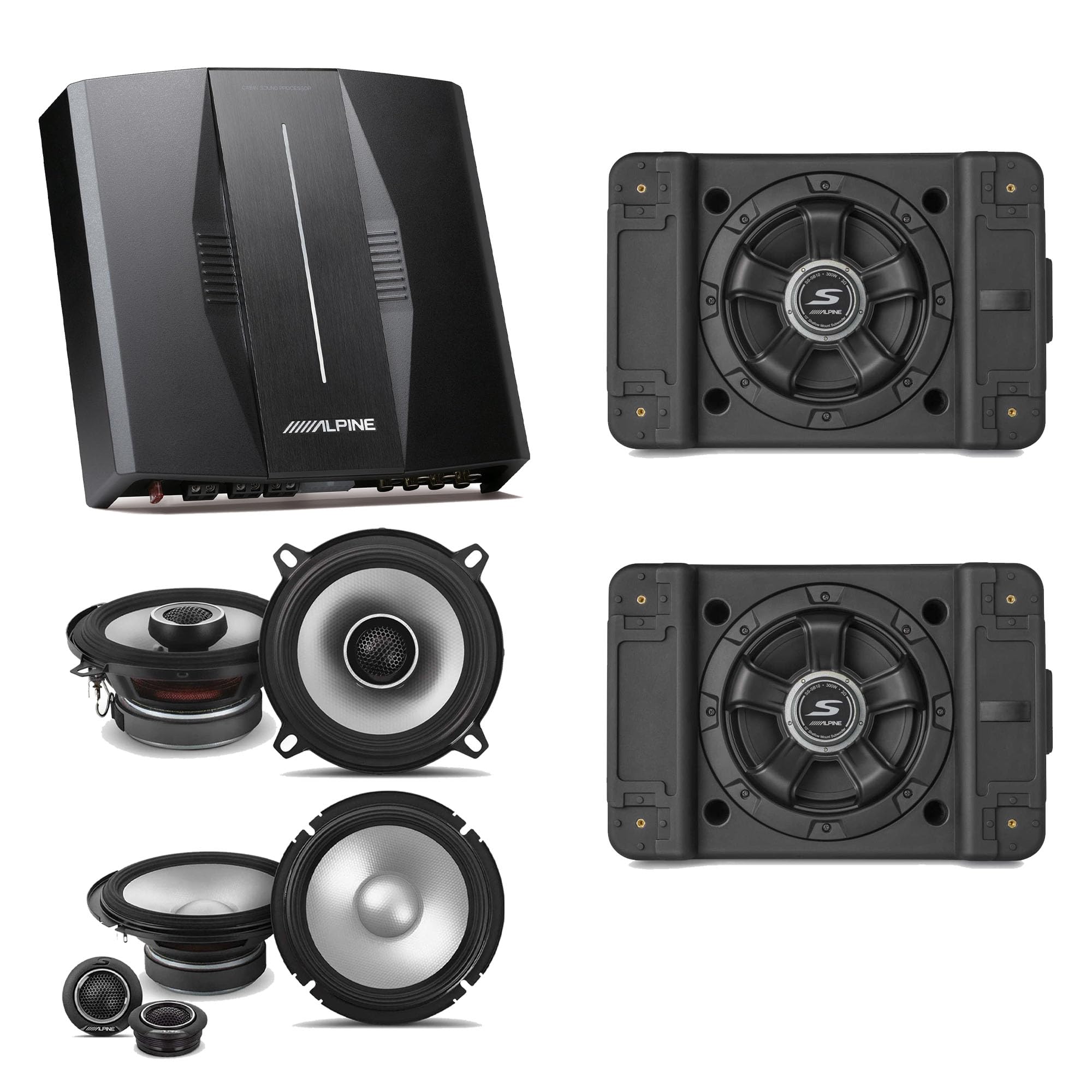 Alpine PXE-C80-88 OPTIM8 8-Channel Hi-Res DSP Amplifier w/ (2) SS-SB10 Subwoofer, S2-S65C 6.5