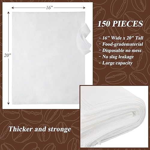 Miniatura 3 de 150 bolsas de preparación (16 x 20 pulgadas) grandes filtros comerciales de café frío no tejidos, bolsas para sistema de preparación fría de 5