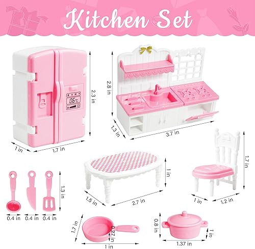 Miniatura 2 de Juego de 10 piezas de mini cocina para casa de muñecas, juego de cocina en miniatura, mini cocina para niños, casa de muñecas, muebles y accesorios,