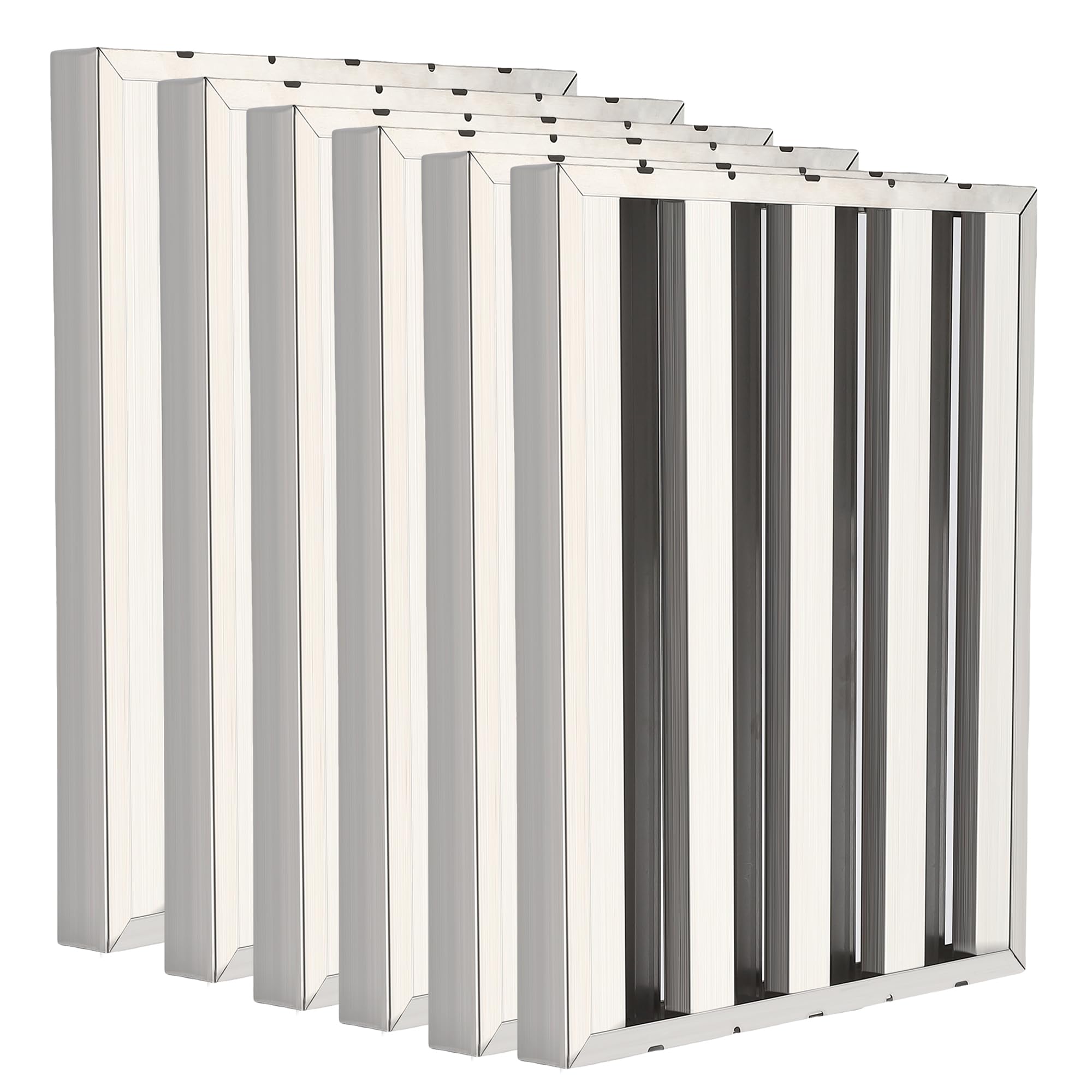 GarveeTech 6-Pack Commercial Hood Filters – 50 x 50 x 5 cm, Grease Baffle Filter Stainless Steel Kitchen Extraction Hood, for Kitchen & Restaurant Exhaust Hood Systems – Silver