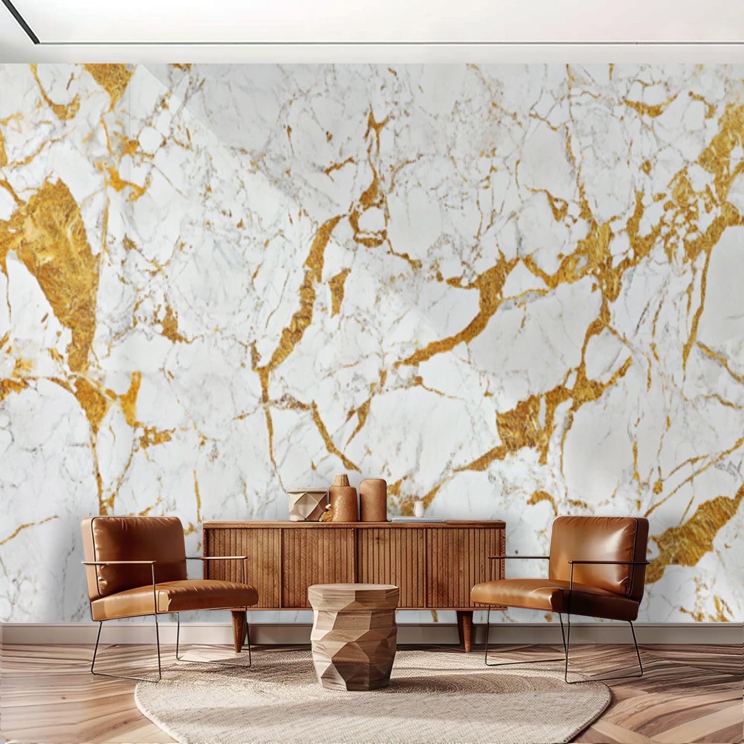 Amazon.com: Golden White Marble Gold Veins Cracked Patterns