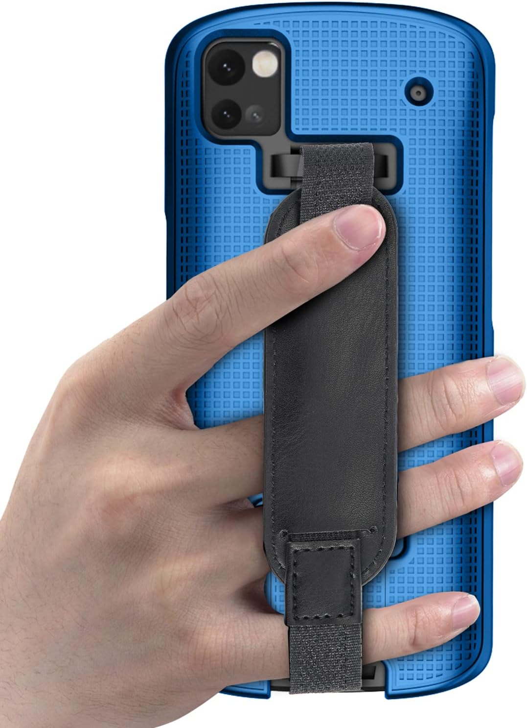 Nakedcellphone Case + Hand Strap Combo for Zebra TC53 TC58 Mobile Computer Scanner, Textured Slim Hard Shell Protector Cover with Kickstand - Cobalt Blue