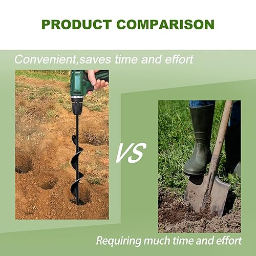 Miniatura 4 de LONGRUN Broca de taladro para plantación de 17 x 15 pulgadas taladro en espiral para plantar plantas de cama flores agujeros para paraguas taladro
