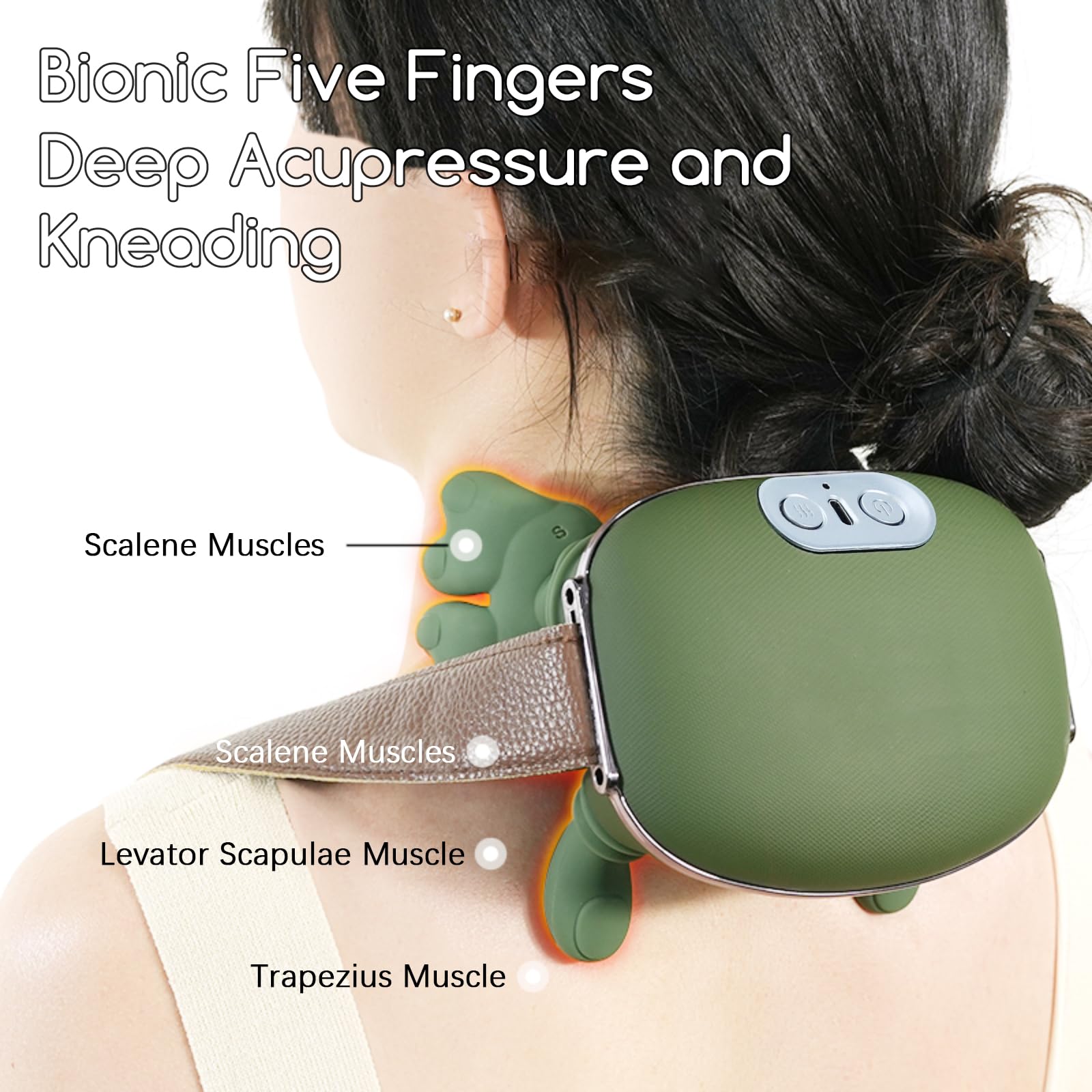 Masajeador de cuello y hombros, masajeador Shiatsu de tejido profundo en forma de mano 4D con calor, masajeador portátil de espalda y cuello para aliviar el dolor, relajación muscular, regalos