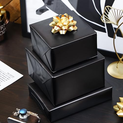 Miniatura 5 de RUSPEPA - Papel de regalo mate negro, rollo de papel de regalo mate de color sólido, perfecto para bodas, cumpleaños para hombres, Navidad, baby