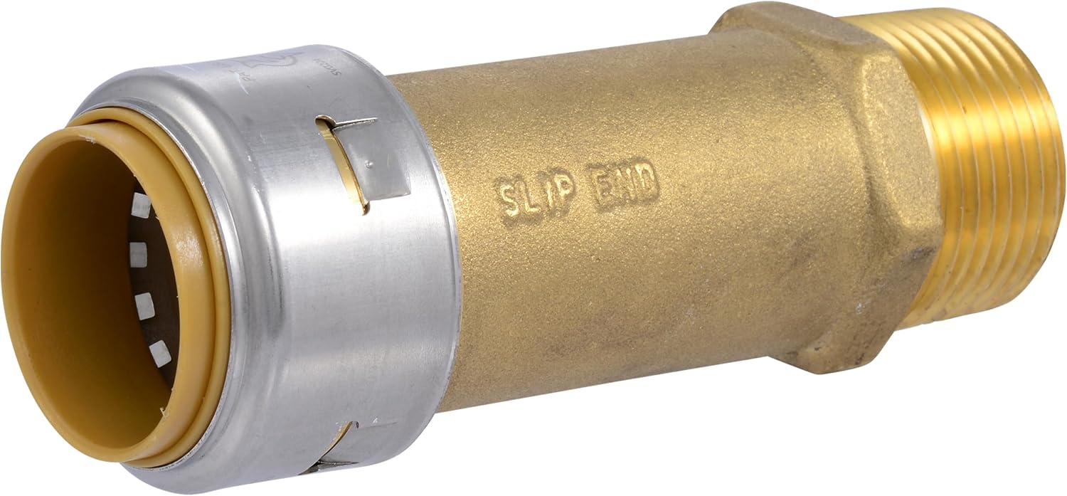 SharkBite 3/4 Inch MNPT Slip Adapter, Push to Connect Brass Plumbing Fitting, Copper, CPVC, U3134LFA