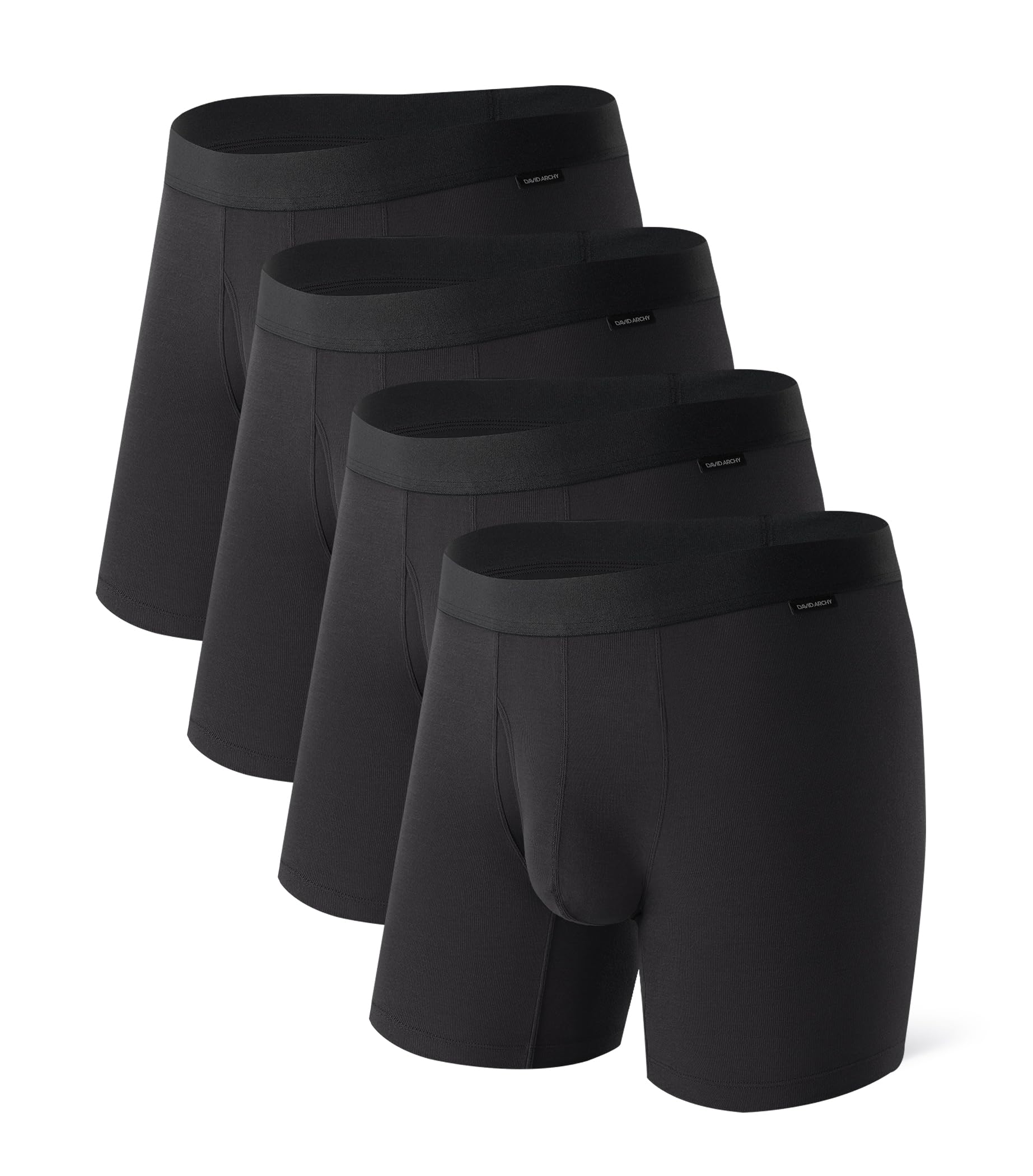 Photo 1 of DAVID ARCHY Men's Modal Boxer Briefs Knit Texture Ultra Soft 3D Pouch 4 Pack