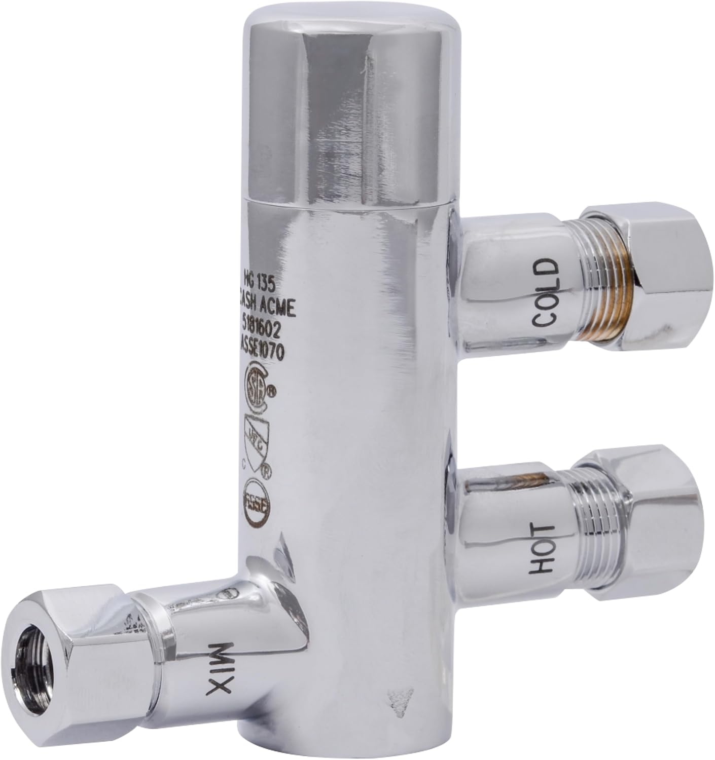 Cash Acme 3/8 Inch HG135 Thermostatic Mixing Valve with Compression Connections and Integral Checks, Brass Plumbing Fitting, 25686
