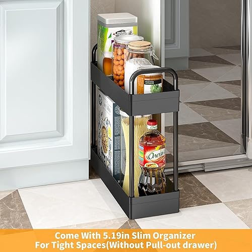 Miniatura 6 de JUJOJB Paquete de 3 organizadores extraíbles para debajo del fregadero, 2 niveles, multiusos, para baño, cocina, fregadero, organizador de