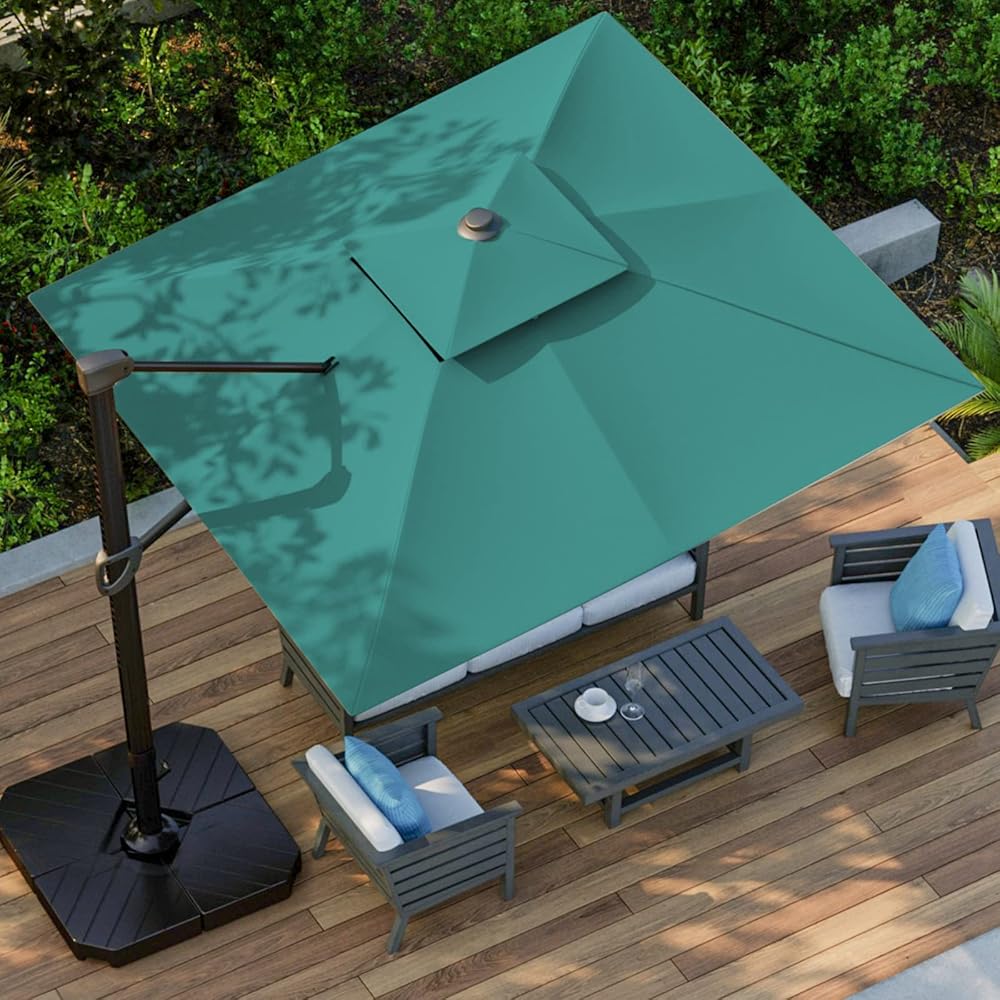 40/mo Finance BLUU REDWOOD 10 FT 2 Tier Square Patio Umbrella Offset