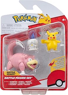 Pokémon Battle Figure 3 Pack - Features 2-Inch Pikachu and Litwick and 3-Inch Slowpoke Battle Figures