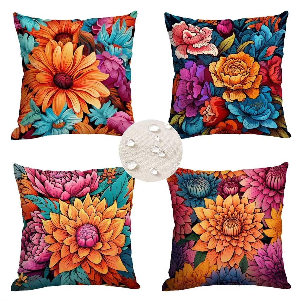 Housse coussin extérieur imperméable 40x40 lot de 4 pour rénover vos vieux coussins