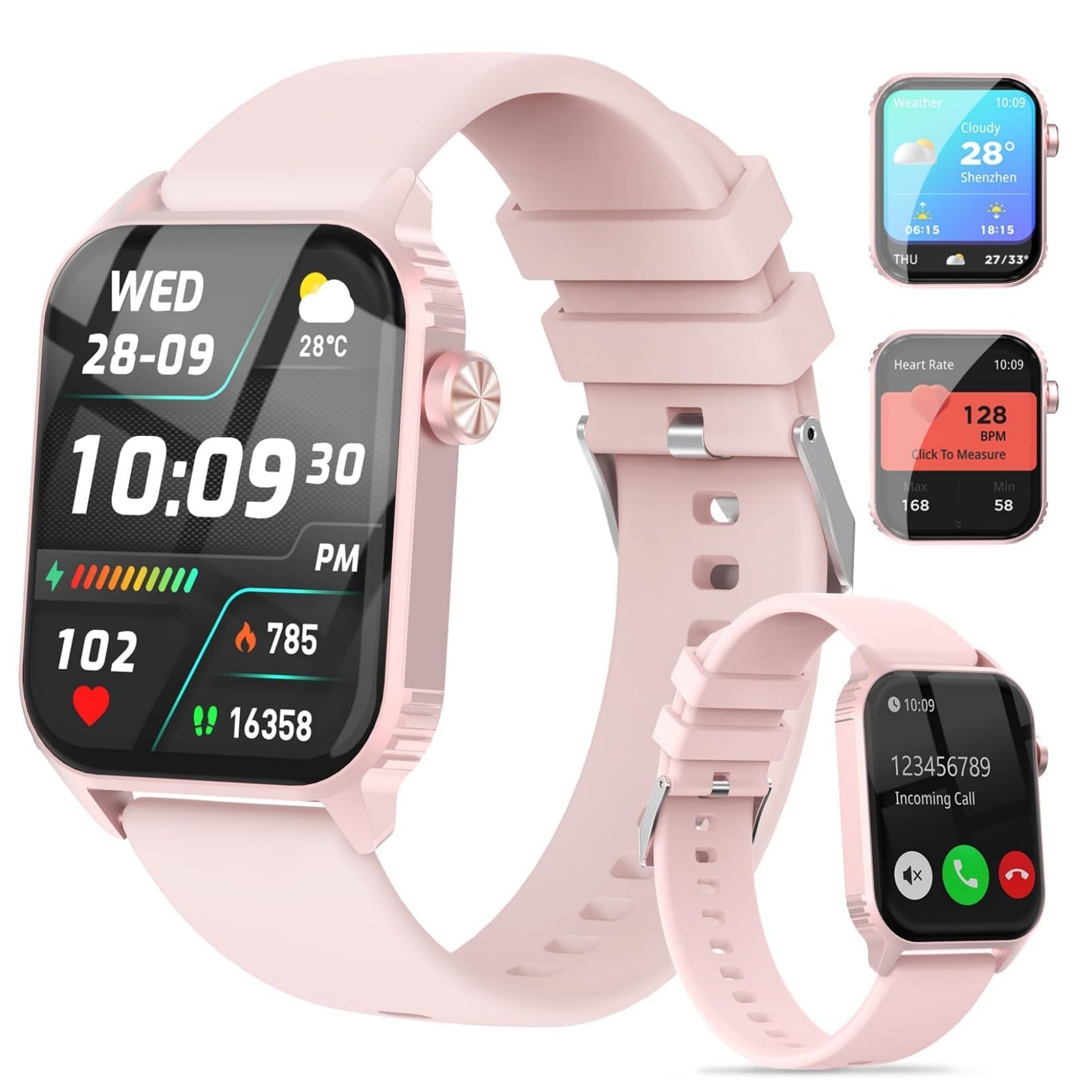 TRAUSI Smart Watches für Damen Herren, 1,8 Zoll HD Smartwatch mit 120 Sportmodi, Herzfrequenz/Schlafmonitor, IP67 Wasserdicht, Bluetooth Anruf & Musiksteuerung für iPhone/Android
