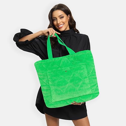 Miniatura 7 de mikahki Large Tote Bag for Women, Corduroy Tote Bags Women Travel Bags Handbags Shoulder Bag for Gym, Work, Travel