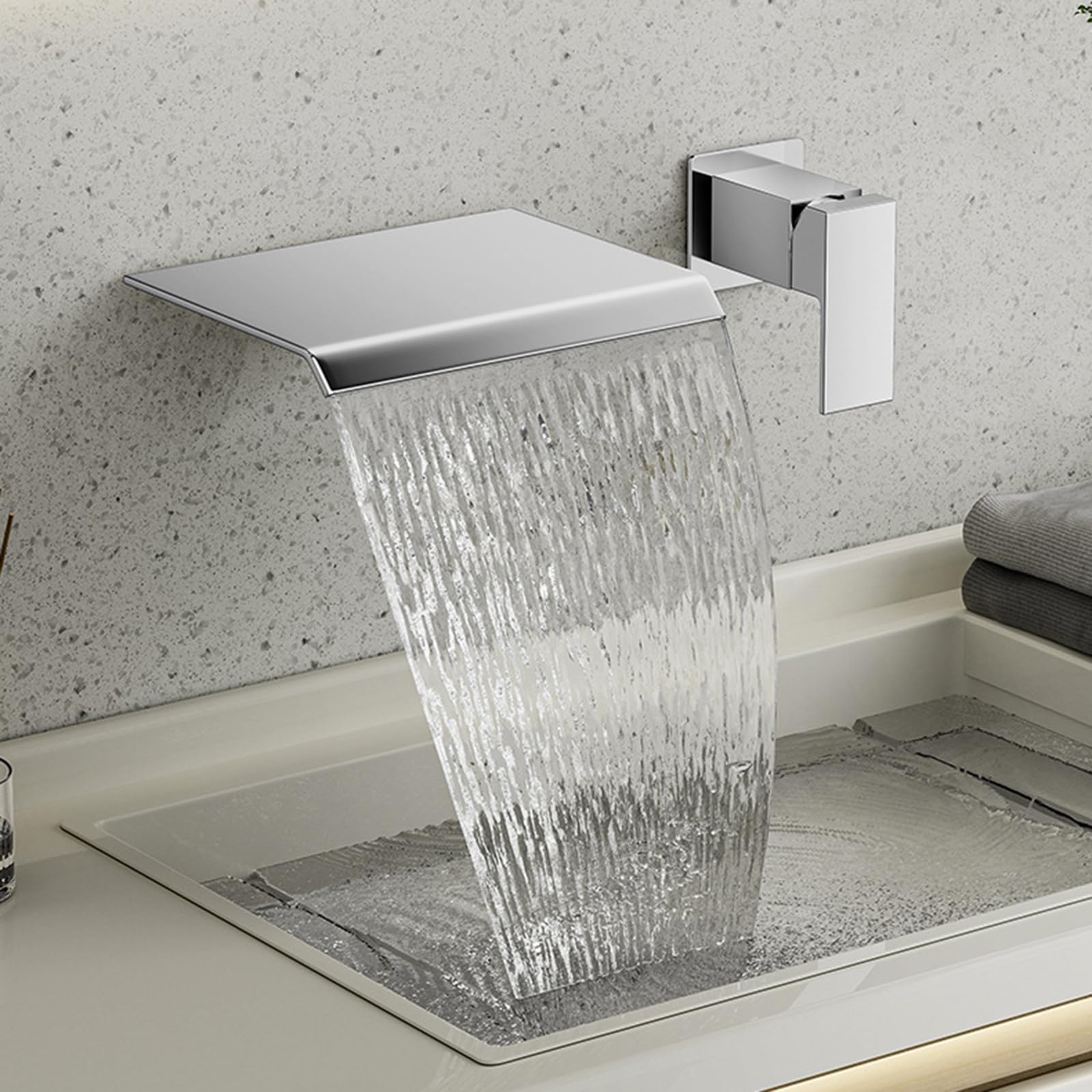 Rubinetto A Cascata Per Lavabo A Muro Rubinetto Bagno Lavabo E Bidet Miscelatore Lavabo Bagno Tutto In Rame Acqua Miscelata Calda E Fredda Installazione A 2 Fori,cromo