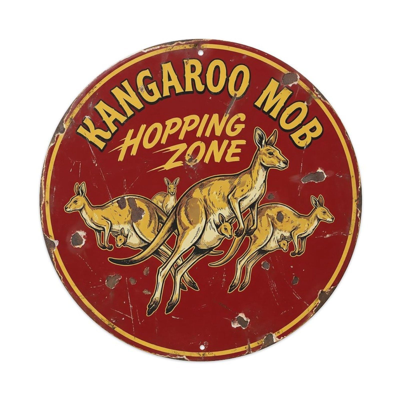 Cxhjca 8X8inch(20X20cm) Kangaroo Mob Hopping Zone Metal Tin Sign