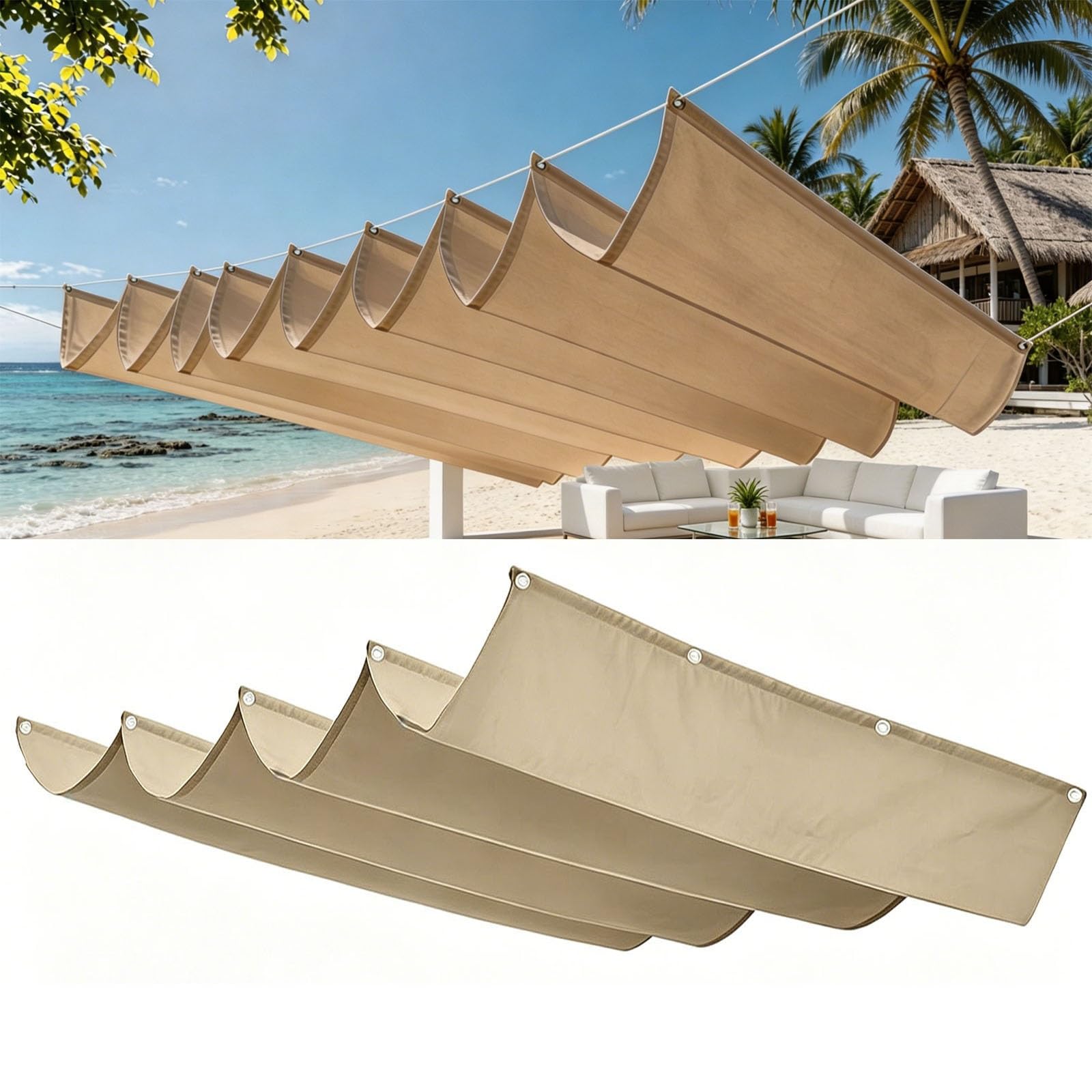 Voile d'ombrage rétractable vague anti-UV 98% résistant à l'eau