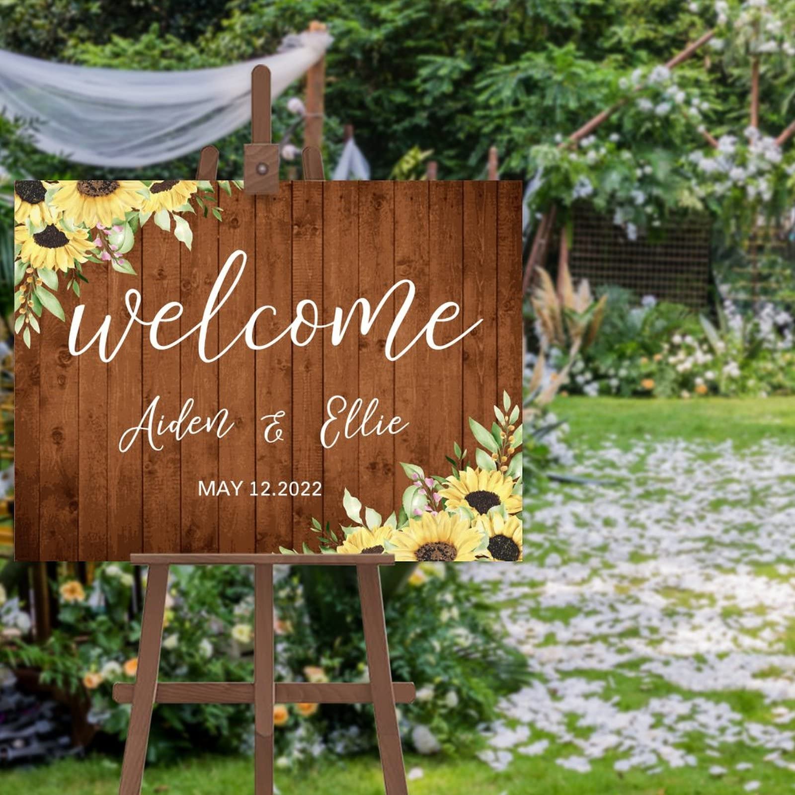 Letrero de bienvenida personalizado para novios cartel de boda ceremonia 12x18