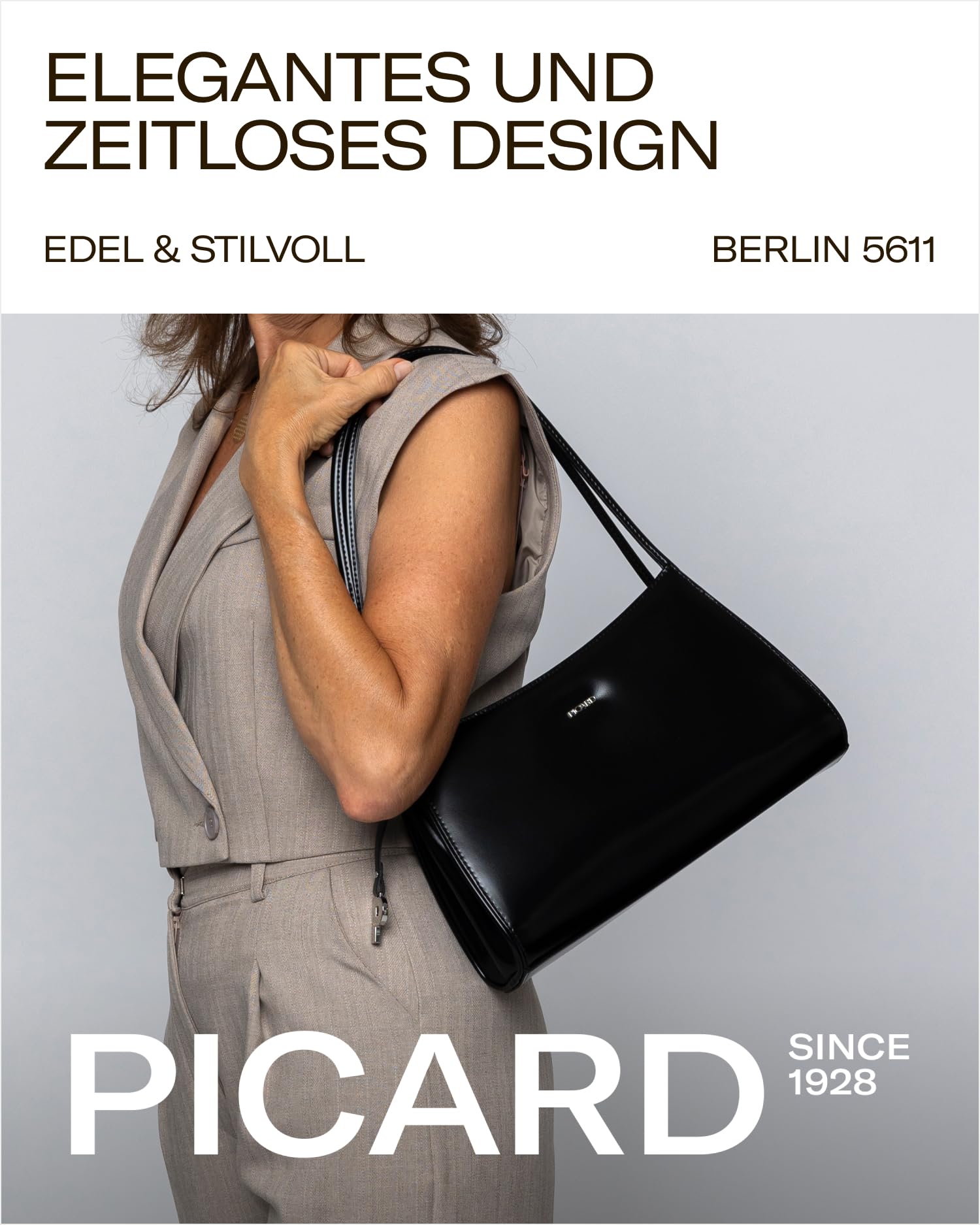 Picard Tasche Damen Schultertasche Berlin | Kleine Handtasche aus Echtleder mit Reißverschluss, gesicherten Innenfach & doppelten Trägeriemen | Elegant, Modern, Hochwertig