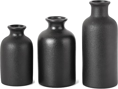 Miniatura 5 de Jarrón de cerámica de alta calidad, estilo minimalista, jarrones negros para flores secas, plantas, jarrón de hierba de pampas, jarrón esmerilado