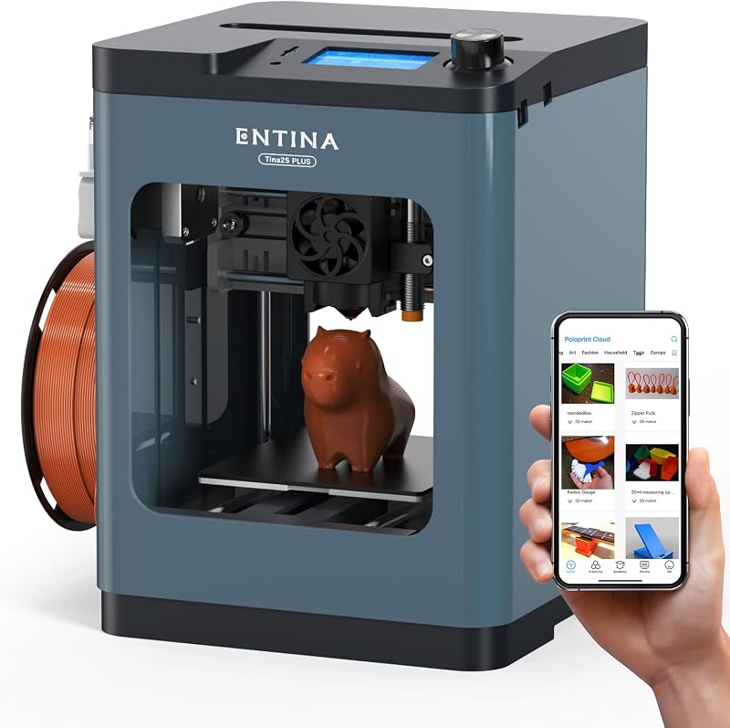 Impresora 3D rápida Entina Tina2 Plus de 250 mm/s para niños y principiantes, impresión WiFi | Totalmente ensamblado, nivelación automática, impresión silenciosa, placa de construcción PEI y soporte de código abierto para un uso sencillo en el hogar, la escuela y STEM.